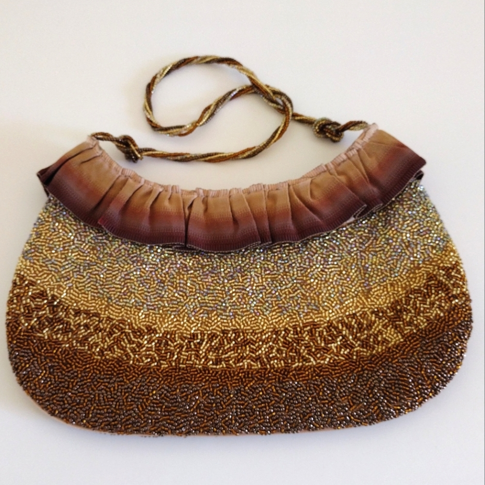 *Inge Christopher neutral ombre beaded evening bag